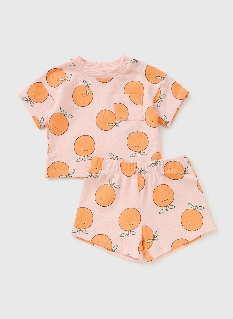 Matalan Baby Pink Peach Top & Short Set